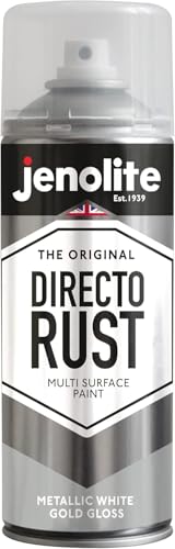 JENOLITE Directorust Pintura Metálica Brillo | ORO BLANCO | Pintura en aerosol multisuperficie | Imprimador, capa base y capa superior todo en uno | 400ml