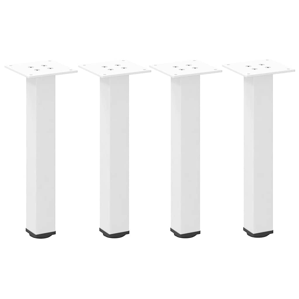 Couchtischbeine 4 Stück Weiß 42-44 cm aus Stahl Höhenverstellbar mit Nivellierfüßen für Möbel DIY BAU