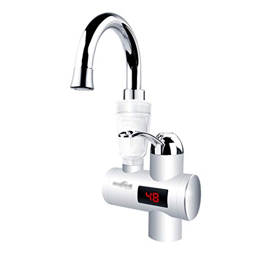 Waschraumarmaturen Instant Wasserhahn, Instant Hot Water Tap Filter Wasserhahn Waschbecken Mode heißen Wasserhahn Küche Waschen Wasserhahn Haushalt Bad heißen Wasserhahn LED Temperaturanzeige heißen W Cover