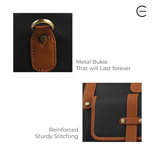 Image of Black & Brown PU Leather Duffle Bag | 37L Large Travel Duffel | Zipper Closure | Hand Carry & Sling Bag | Weekend Gym Travel Bag for Men & Women