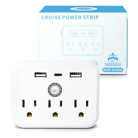 Cruise Power Strip Cruise Approved, No Surge Protector with 6 Plugs - Cruise Must Have for Carnival, Celebrity, Princess, NCL, Holland America, MSC & All Major Cruise Lines in 2024 & 2025 Cover