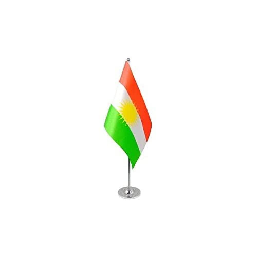 AZ FLAG Kurdistan Prestige Table Flag 6'' x 9'', Curdistan Office Decoration 100% Satin 22 x 15 cm