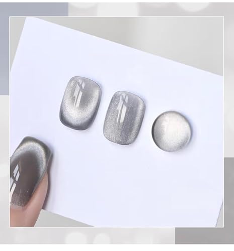 Image of Silver Cat Eye Gel Nail Polish 7.5ml- Magnetic Shimmer Effect | Long-Lasting UV /LED Soak Off Gel | Mirror Shine Cat Eye Nail Art Gel for Salon (Silver)
