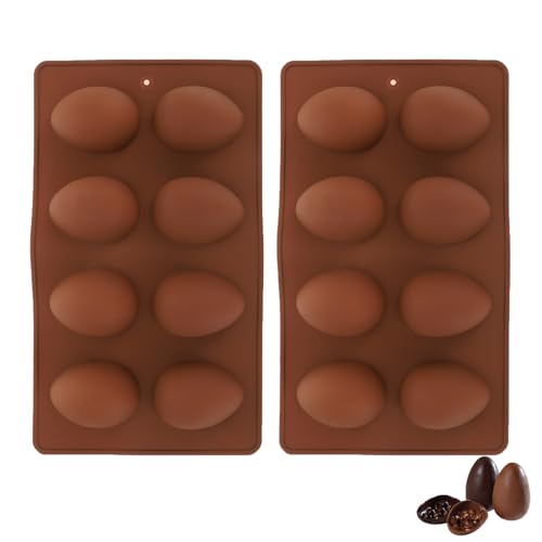 2pcs Easter Egg Molds for Chocolate, 8-cavity Egg Shaped Silicone Mold for Easter Cake Decorating Diy Baking Peanut Butter Candy Soap Wax by Awleynz - Used condition - US$6.29