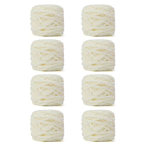 Image of INNDUN Cream Chenille Yarn 8 Pack - 100g /3.5oz Super Bulky - Knitting, Crocheting & Crafts Chunky Yarn