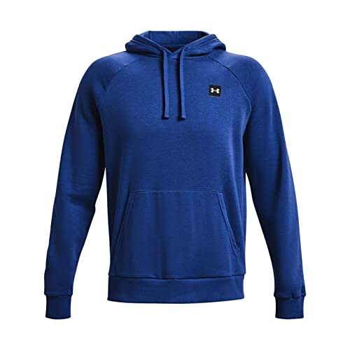 Under Armour Rival Fleece Hoodie Felpa Con Cappuccio, Tech Blu (432) /Onice Bianco, L Uomo