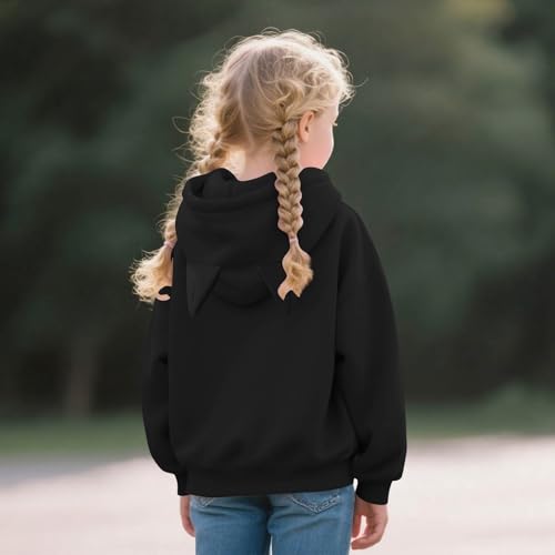 Girls Cute Cat Ear Hoodies Full Zip Up Preppy Oversized Sweatshirts Casual Long Sleeve Track Jacket with Pockets3