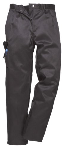 Portwest C099 Women's Combat Trousers Durable Lightweight Work Pants with Pockets Elastic Waist 40+ UPF Protection for Comfort and Practicality, Black, S
