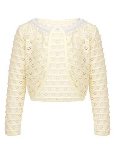 easyforever Girls Long Sleeves Shrug Sweaters Kids Lace Bolero Cardigan Shrug Button Closure Bolero Dress Cover Up3
