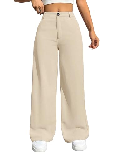 Image of Toochki Trousers for Woman Pants Women's Formal Office Korean | Beige Black Track Pant | Straight | Cotton Spandex Stretchable Trouser | High-Waisted Bottom Wear