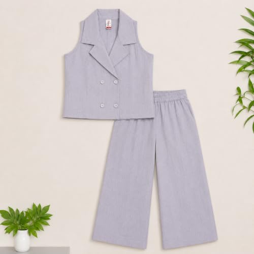 Image of The Magic Wand Woven Digital Printed Co-ord Set For Kids Girls, Sleeveless Top With Palazzo Pant Two-Piece Western Stylish Clothing Set For Festivals