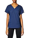 Cherokee Women's Scrubs Flexibles Contrast Knit Panel Top, Navy, Large