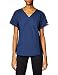 Cherokee Women's Scrubs Flexibles Contrast Knit Panel Top, Navy, Large