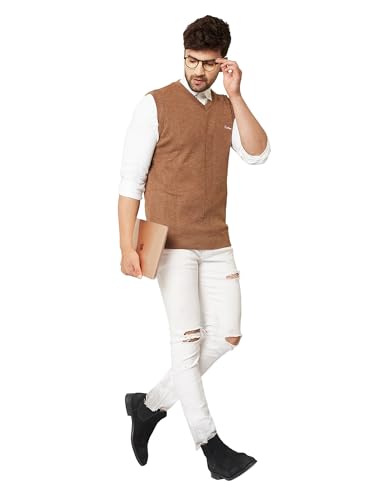 Image of Kvetoo V Neck Sleeveless Winter Wool Sweater for Men