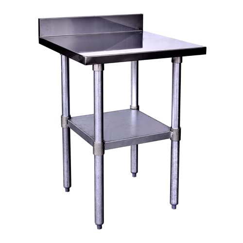 Kratos 24"x24" 16 Gauge 304 Stainless Steel Work Table w/ 4" Backsplash and Undershelf