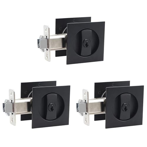 Cerradura para Puerta de Bolsillo 3X Cerradura Negra para Puerta Corredera con Llaves, Diseño Contemporáneo para Privacidad miniatura 1