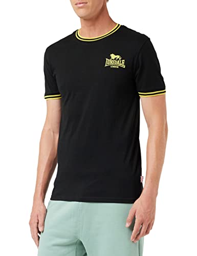 Lonsdale DUCANSBY T-Shirt, Black/Yellow, L Men's