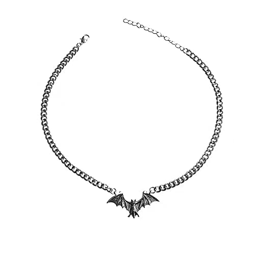 KURTCB Bat Necklace Gothic Punk Cool Heavy Chain Choker Cyber Animal Wing Pendant Necklace for Women Halloween Jewelry