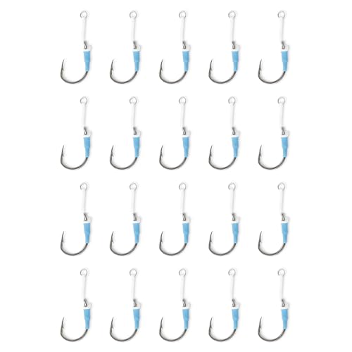 Uncle Mo's Tackle - Heavy-Duty Jigging Assist Hooks with Solid Ring & Assist Cord - 20 Pack for Ultimate Fishing Performance