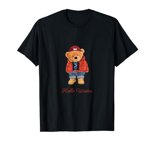 Hello Winter Cool Teddy Bear Cartoon Graphic Designs Fun T�V���c