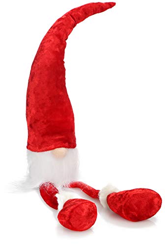 com-four® Sgabello con bordo premium - grandi gnomi in XXL per decorazioni natalizie, figura di Babbo Natale fatta a mano come oggetto decorativo per davanzali e caminetti - Figure svedesi