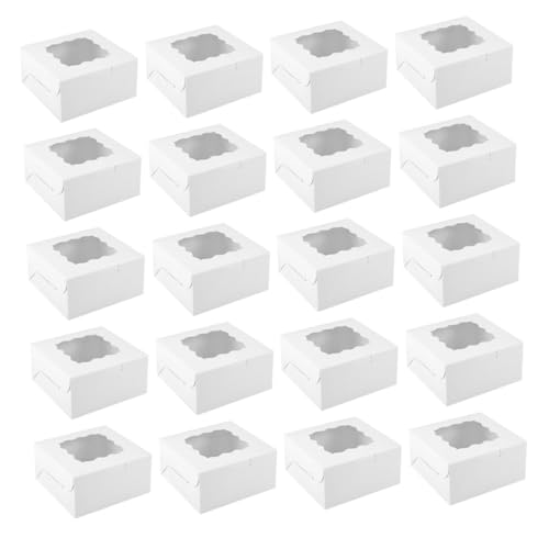 Zerodeko 50pcs Treat Boxes with Window for Cupcakes Muffins and Desserts Sturdy Easy to Transport Packaging for Charcuterie Events and Holiday Celebrations