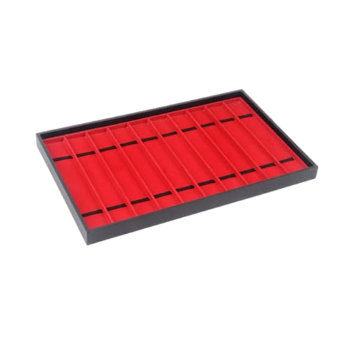 Plateau à bijoux et montre pour salle de bain compact en PU et panneau rouge
