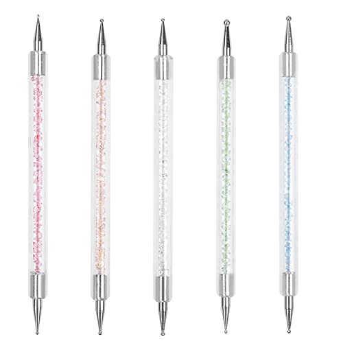 NATUCE 5Pcs Stylo à Ongles à Double Extrémité, Nail Point Dotting Pen, Nail Art Design Stylo, Outils de Pointage pour DIY UV Gel Acrylique Nail Ongles Art