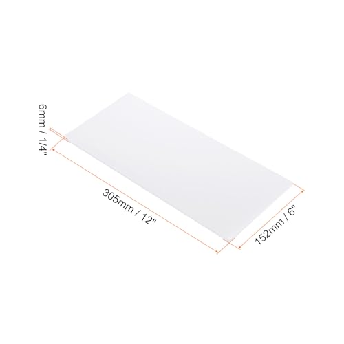 Image of 12 inch x 6 inch x 1 /4 inch HDPE Plastic Sheet, High Density Polyethylene Sheet Cutting Board White Solid Block, [for DIY, Home Floor]