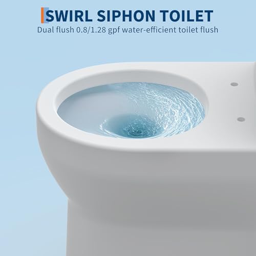 Image of One Piece Toilet with 19 inch ADA Height, Round Bowl Design, Soft Closing PP Toilet Cover, Easy Clean Surface, Water Efficient Flush