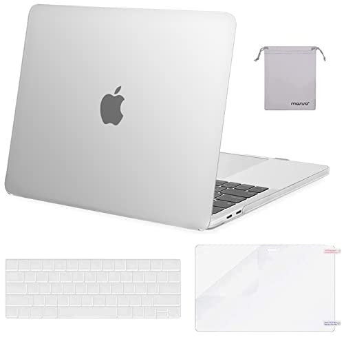 MOSISO Compatible with MacBook Pro 13 inch Case M2 2024, 2023, 2022-2016 A2338 M1 A2251 A2289 A2159 A1989 A1708 A1706, Plastic Hard Shell&Keyboard Cover&Screen Protector&Storage Bag, Frost