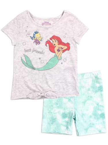 Disney Princess Little Girls' Ariel Best Friends Bike Shorts Set, Gray, 4