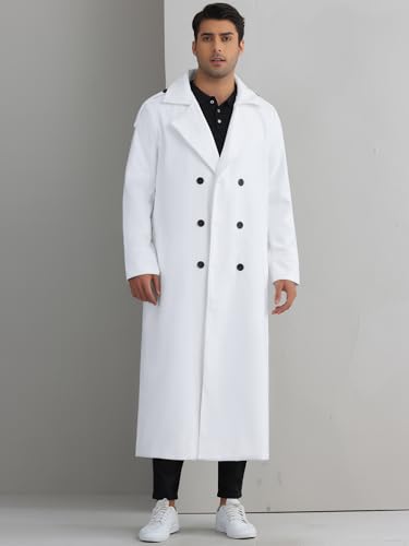 Image of Lars Amadeus Men's Winter Pea Coat Notch Lapel Double Breasted Solid Color Overcoat