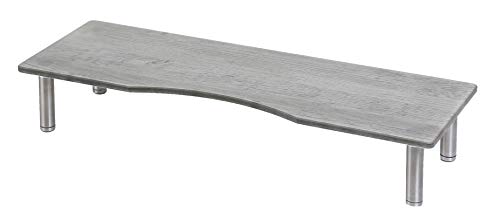 Studione Glass Monitor Stand Riser, Sturdy Metal Height Adjustable Legs with Non-Skid Rubber. Perfect for Desktop Computer Laptop iMac PC Flat Screen TV Shelf, 22 x 9.5 Inches Black Walnut Style