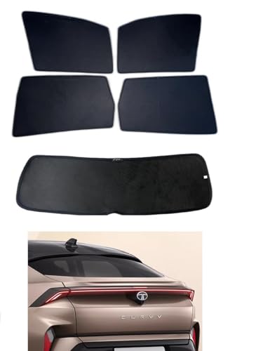 Image of Premium Car Sunshade Fix Type Non-Magnetic Curtain with Rear Dicky Curtain Set of 5pc for Tata Curvv