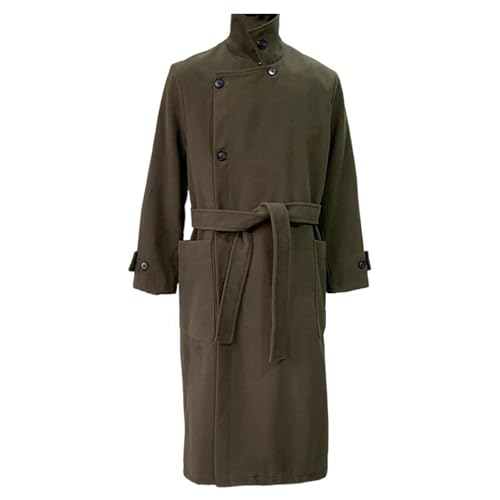 Men's Spring Winter Oversized Long Wool Blend Coat Thicken Soft Warm Elegant Daily Black Overcoat