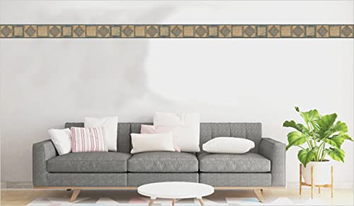 Dundee-Deco-DDAZBD9434-Peel-and-Stick-Wallpaper-Border-Geometric-Blue-Brown-Shapes-Wall-Border-Retro-Design-15-ft-x-7-in-457m-x-1778cm-Self-Adhesive Dundee Deco DDAZBD9434 Peel and Stick Wallpaper Border Geometric Blue Brown Shapes Wall Border Retro Design 15 ft x 7 in 457m x 1778cm Self Adhesive