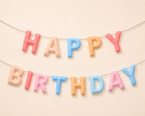 Image of Mindsoft Felt Happy Birthday Garland Rainbow Banner Reusable Happy Birthday Sign Party Supply for Party Decor (Macaron Color,Normal)