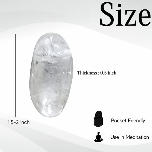 Image of Certified Clear Quartz Crystal Palm Pebbles Stones for Anxiety Stress Relief Massage - AAA Grade Original Healing Gemstone Agate Palm Stone for Yoga Meditation Spiritual Reiki Feng Shui