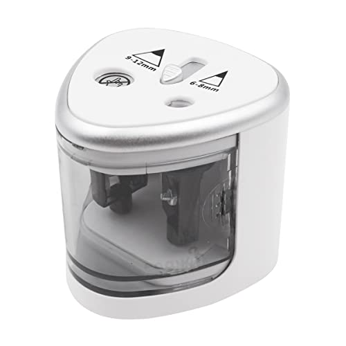 VOANZO Temperamatite elettrico automatico con due fori per matite diametro 6 – 12 mm, funzionamento a scuola, aula e ufficio