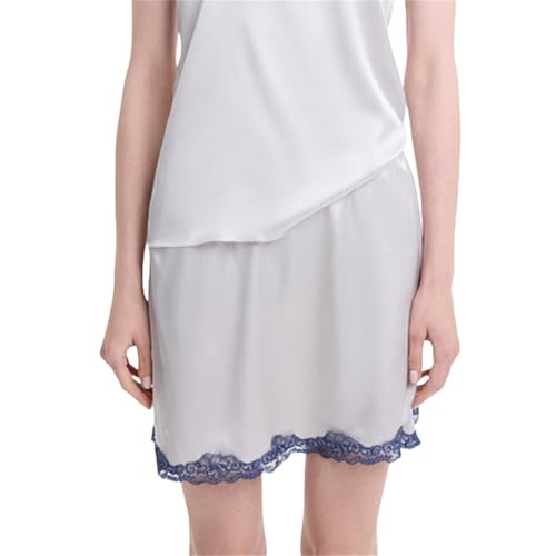 Women Satin Silk Mini Skirt Low Rise Lace Patchwork A Line Short Skirts Silky Layered Underskirts Y2k Half Slips