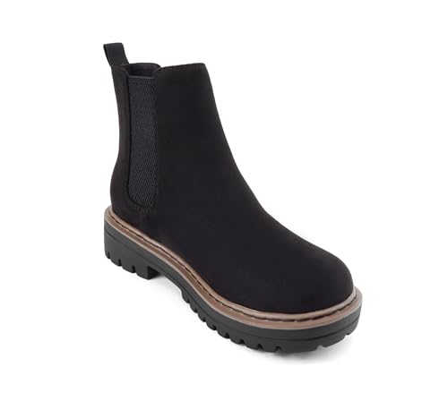 Image of Soda Pilot ~ Women Lug Sole Low Heel Chelsea Fashion Ankle Bootie w /Double Elastic Gore