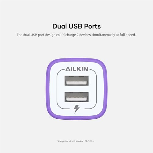 Image of 2Pcs USB Wall Charger, AILKIN USB Plug Home Travel Power AC Adapter Block | Charging Brick for iPhone, Google Pixel, Samsung Galaxy, HTC, LG, Motorola Cell Phone Quick Charge Base USBA Adaptive