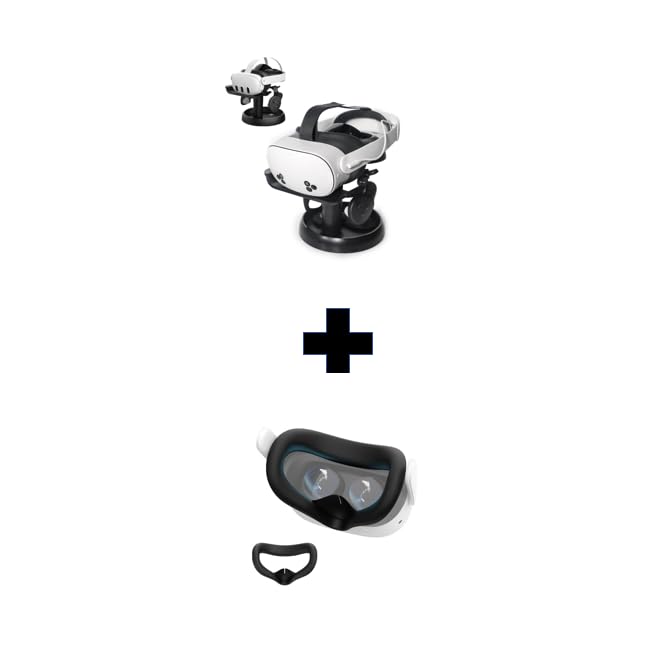 AMVR Stand Holder Compatible with Quest 3s & AMVR Silicone Face Cover Compatible with Meta/Oculus Quest 3S Accessories