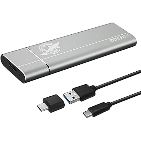 Dogfish Externe SSD 128GB Ngff 2242/2260/2280 Silber Aluminium USB 3.1 TypC Ultraleichte Tragbares Mini Solid State Laufwerk fr Mac Windows Android Cover