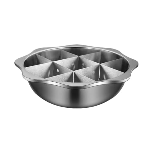 AOUMK 家庭用おでん鍋 36cm おでん分割鍋 調理用ステンレス 中華火鍋 卓上鍋 しゃぶしゃぶ鍋 蓋/仕切り付 IH調理器具対応 直火対応 家庭用 業務用 (シルバー,36cm(9グリッド))