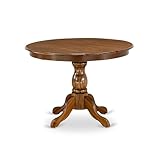 East West Furniture HBT-AWA-TP Hartland Dining Table - a Round Wooden Table Top with Pedestal Base, 42x42 Inch, Walnut