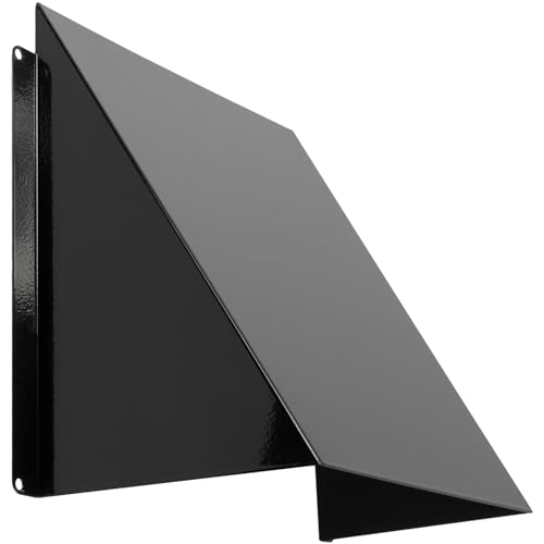 Repa Market 8" x 8" Inch / 200 x 200 mm Black Galvanized Steel Hood Vent - Rectangular External Ventilation Vent Grid - Metal Outdoor Air Vent Cap - Duct Cover