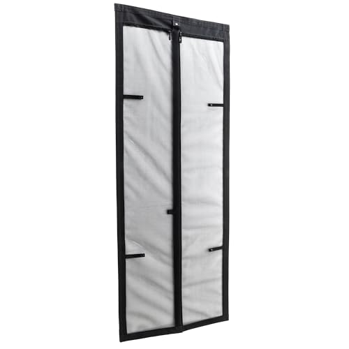 RecPro Black Magnetic Screen Door for RV Entryway 78” x 29” Hands-Free Mesh Screen with Strong...