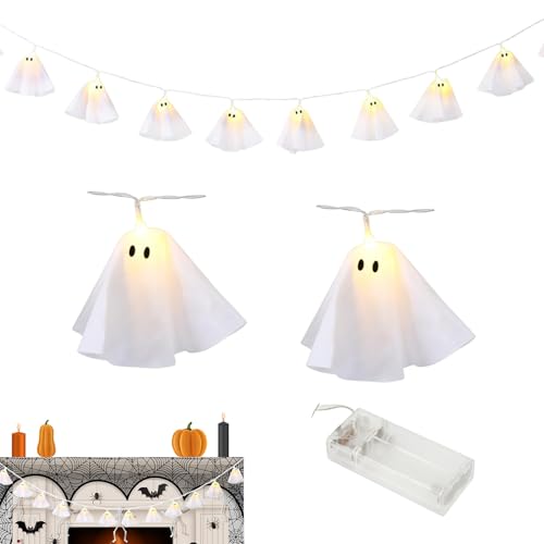 Luces fantasmas | Guirnalda de fantasmas iluminadas | Lámpara LED de 6.5 pies para decoración de Halloween, hogar, porche, casa encantada, al aire libre, interior, cocina